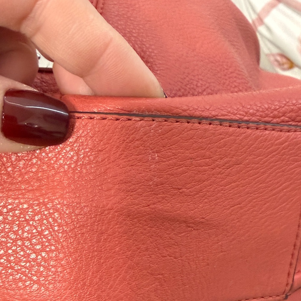 Coach Vibrant Dark Coral Leather Hobo Bag - Picture 11 of 11